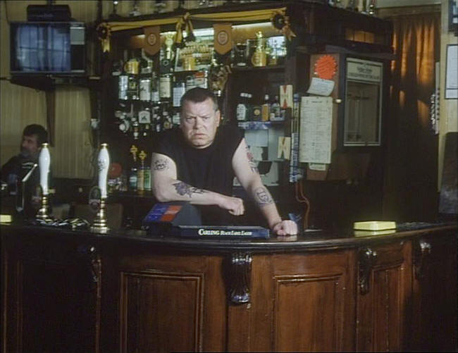 Warren Clarke as the landlord in the Rock (in the film ID),in 1995