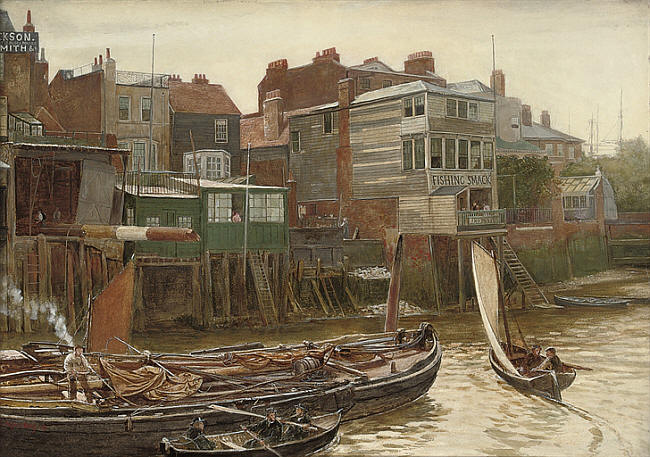 Fishing Smack, Cold Harbour, Blackwall - dated 1896 and by Charles Napier Hemy, R.A., (1841-1917)